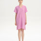 Slit Notched Short Sleeve Mini Dress