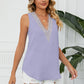 Contrast Trim Plunge Sleeveless Blouse