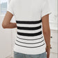 Striped Round Neck Short Sleeve Knit Top