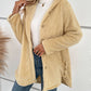 Fuzzy Button Up Hooded Jacket