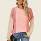 Double Take Texture Contrast Round Neck Long Sleeve T-Shirt