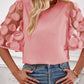 Applique Round Neck Half Sleeve Blouse