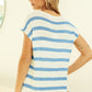 BiBi Striped Round Neck Short Sleeve Knit Top - Brand BiBi