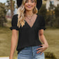 Lace Detail V-Neck Flounce Sleeve Blouse