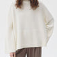 Side Slit Turtleneck Drop Shoulder Sweater