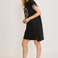 Umgee Peace Plaid Applique Short Sleeve Mini Dress