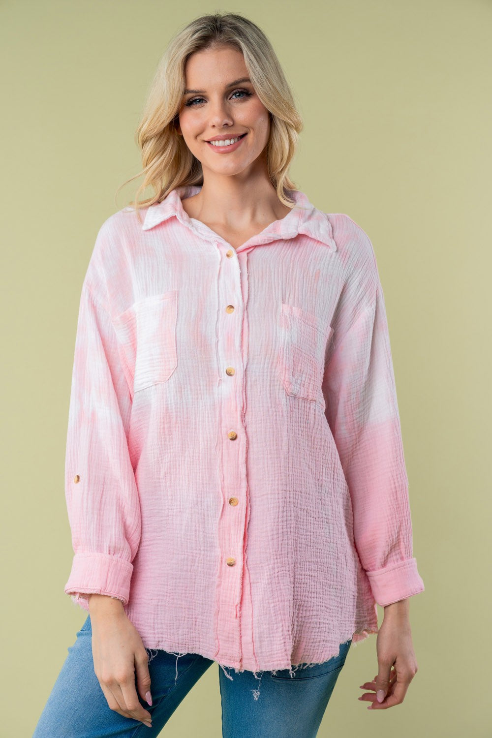 White Birch Full Size Long Sleeve Tie Dye Shirt *