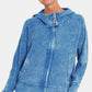 Zenana Washed Zip Up Hooded Jacket- Brand Zenana