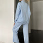 Turtleneck Long Sleeve Top and Drawstring Pants Sweater Set