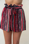 White Birch Full Size High Waisted Striped Shorts *