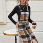 Slit Plaid Wide Strap Overall Dress