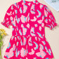 Peplum Printed Notched Short Sleeve Blouse