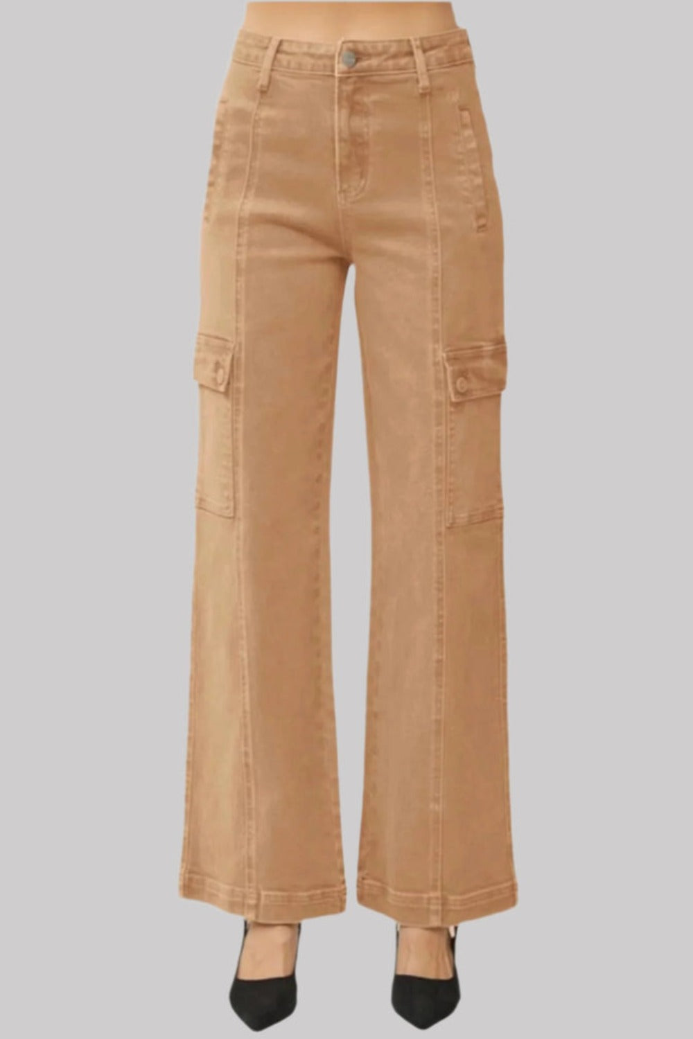 RISEN Full Size High Rise Wide Leg Cargo Jeans *
