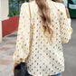 Mock Neck Cutout Lantern Sleeve Blouse