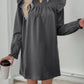 Perfee Ruffled Notched Long Sleeve Mini Dress