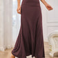 Solid Elastic Waist Maxi Skirt