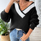 Contrast Dropped Shoulder Long Sleeve Sweater
