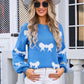 Bow Round Neck Dropped Shoulder Sweater