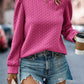 Textured Round Neck Long Sleeve Sweatshirt