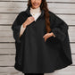 Fuzzy Trim Long Sleeve Poncho