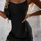 Drawstring Scoop Neck Spaghetti Strap Knit Mini Dress