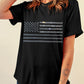 Rhinestone US Flag Round Neck Short Sleeve T-Shirt