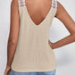 Lace Detail Waffle-Knit V-Neck Tank