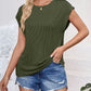 Full Size Textured Round Neck Cap Sleeve Blouse