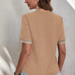 Full Size Lace Detail V-Neck Short Sleeve Blouse