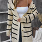 Perfee Striped Button Up Long Sleeve Cardigan