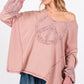 SAGE + FIG Peace Sign Mineral Wash Terry Top