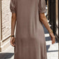Notched Short Sleeve Mini Dress