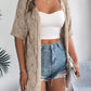 Openwork Open Front Half Sleeve Cardigan