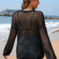 Heart Openwork Long Sleeve Cover-Up