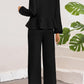 Tie Neck Balloon Sleeve Top and Pants Set