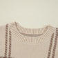 Plaid Round Neck Dropped Shoulder Sweater