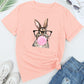 Rabbit Round Neck Short Sleeve T-Shirt