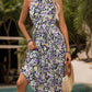 Printed Tie Waist Pleated Dress