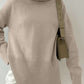 Side Slit Turtleneck Drop Shoulder Sweater