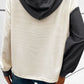 Waffle-Knit Two-Tone Long Sleeve Hoodie