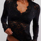 V-Neck Long Sleeve Lace Top