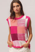 BiBi Color Block Round Neck Sweater Vest *