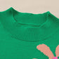 Flower Mock Neck Short Sleeve Sweater