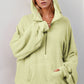 Double Take Half Zip Long Sleeve Hoodie with Kangaroo Pocket
