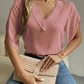 V-Neck Short Sleeve Blouse