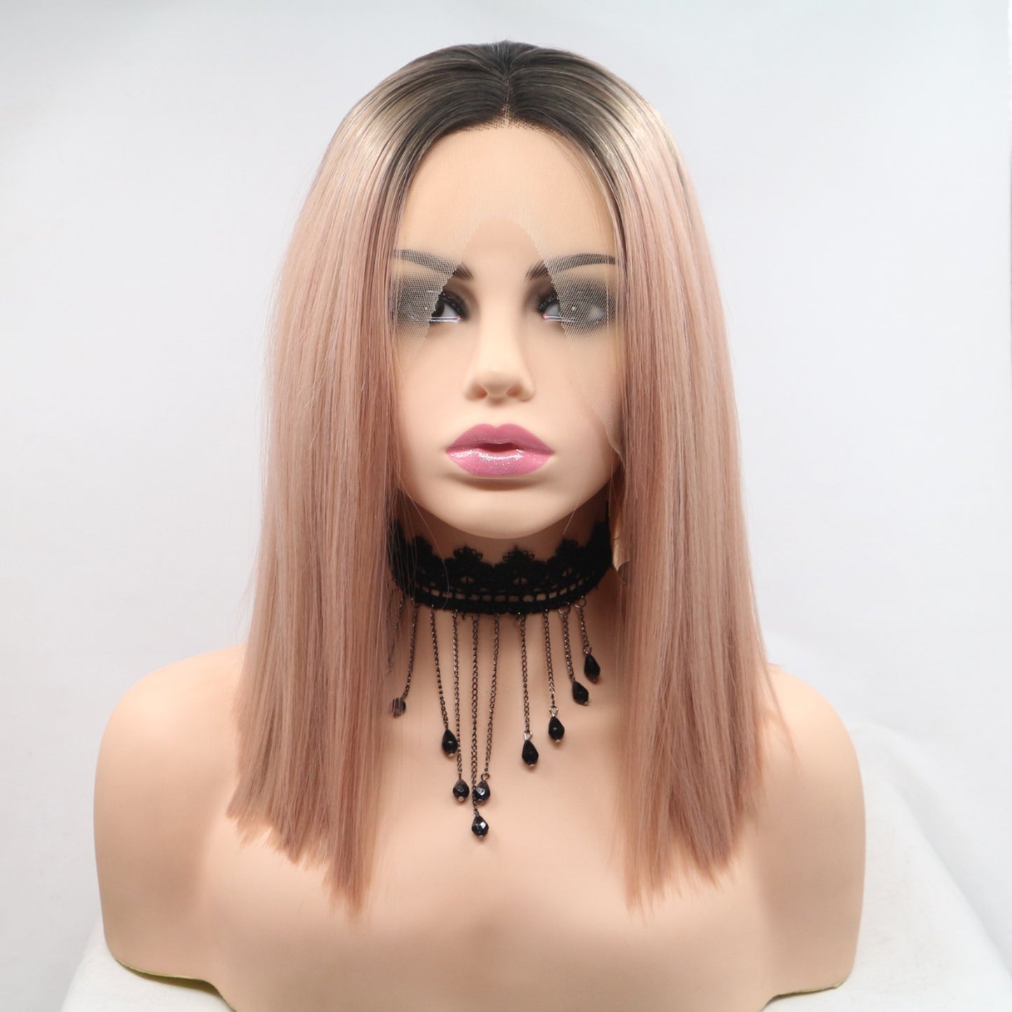 13*3" Lace Front Wigs Synthetic Mid-length Straight 12" 130% Density