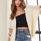 ADORA Plus Size Contrast Crochet Open Front Long Sleeve Cardigan