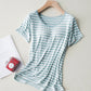 Striped Round Neck Short Sleeve T-Shirt with Bra