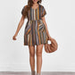Pocketed Striped Short Sleeve Dress
