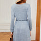 Frill Square Neck Long Sleeve Dress